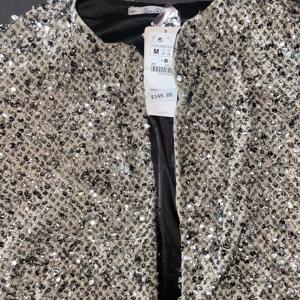 Zara sequined Cropped blazer